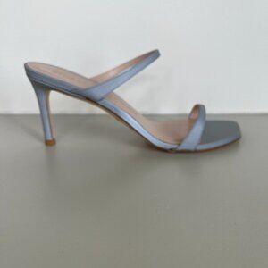 Stuart Weiztman Aleena 75 Light Gray Leather Mules-8.5B